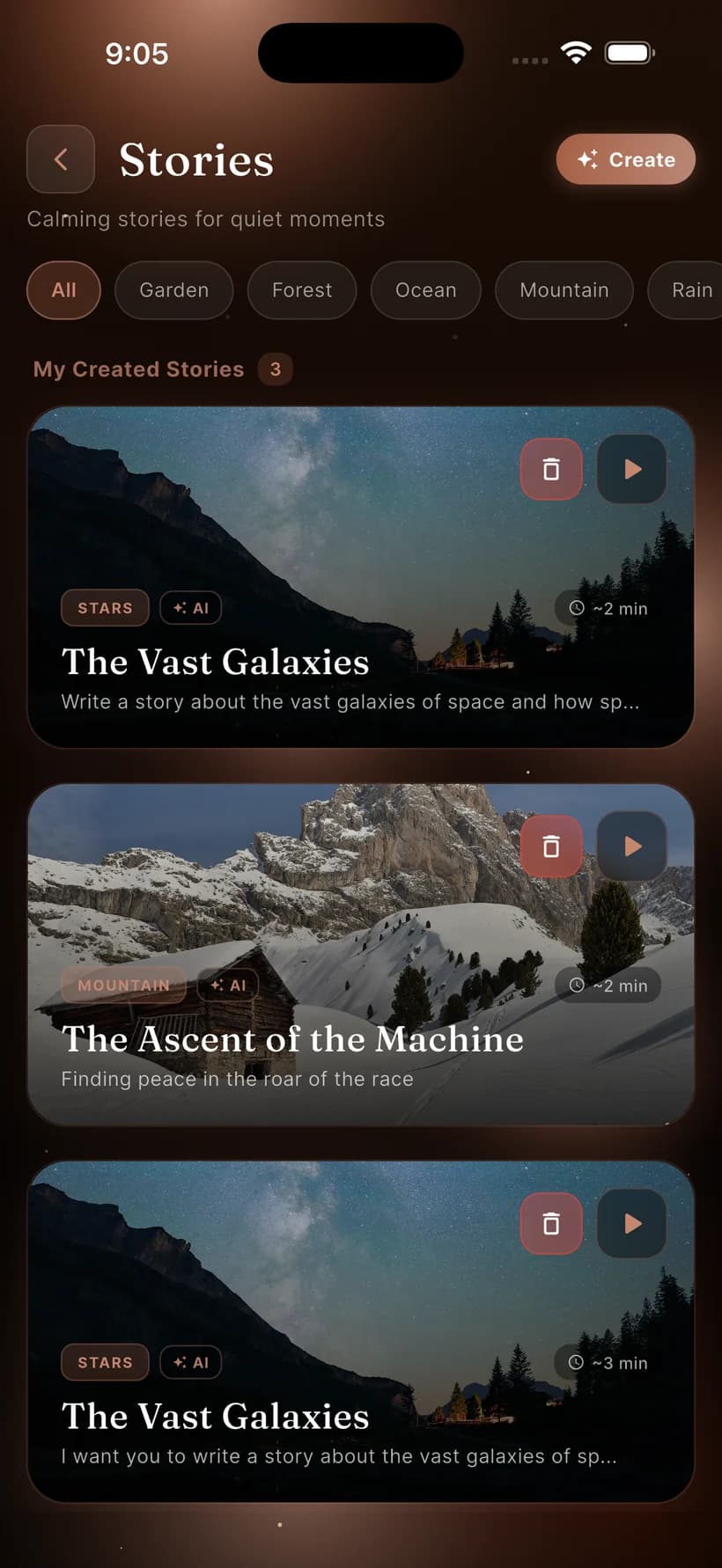 AI-narrated calming stories