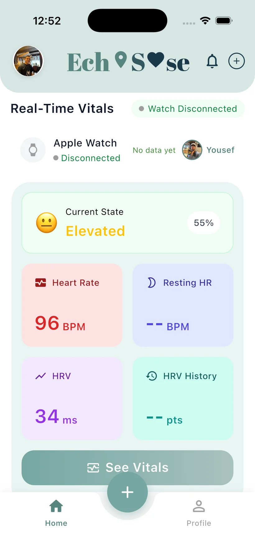 Caregiver — real-time vitals