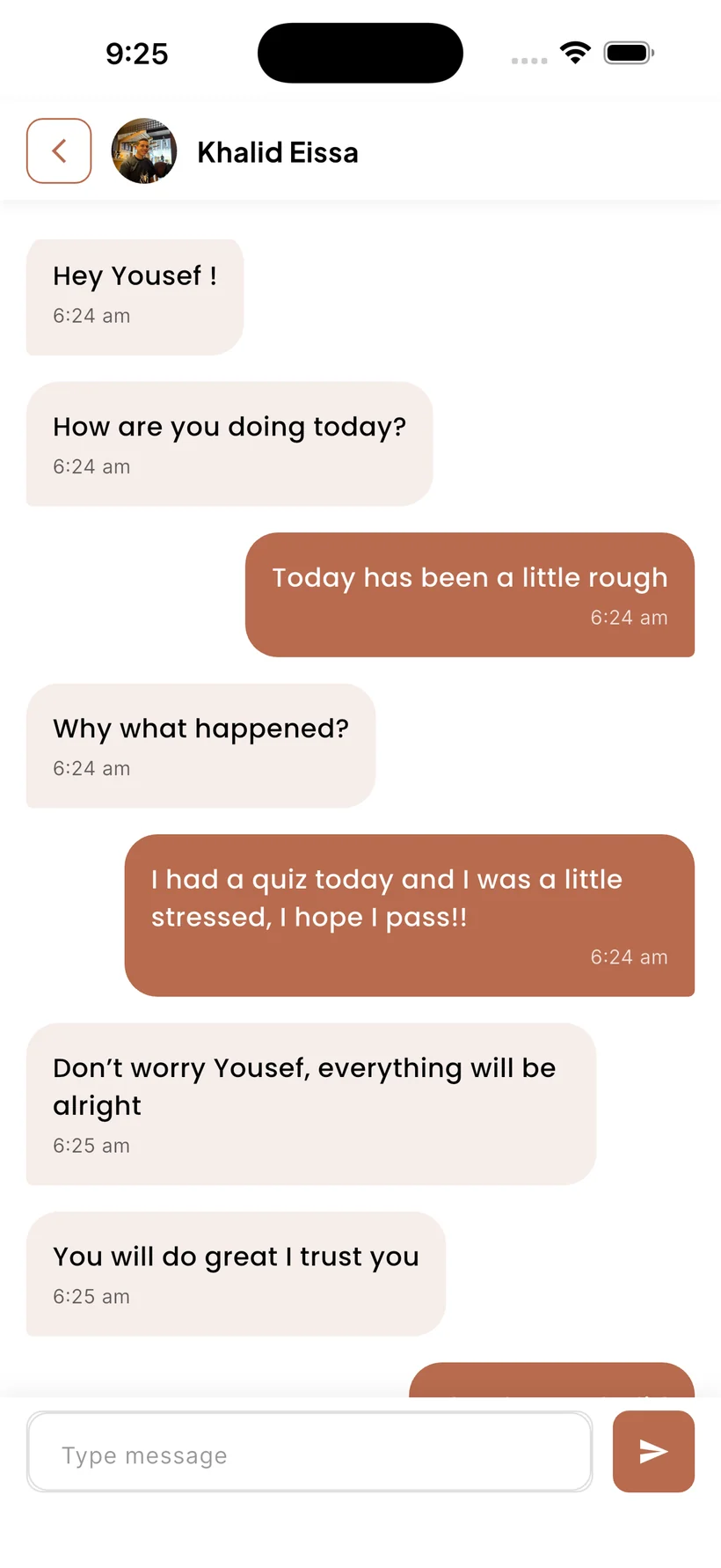 User ↔ caregiver chat