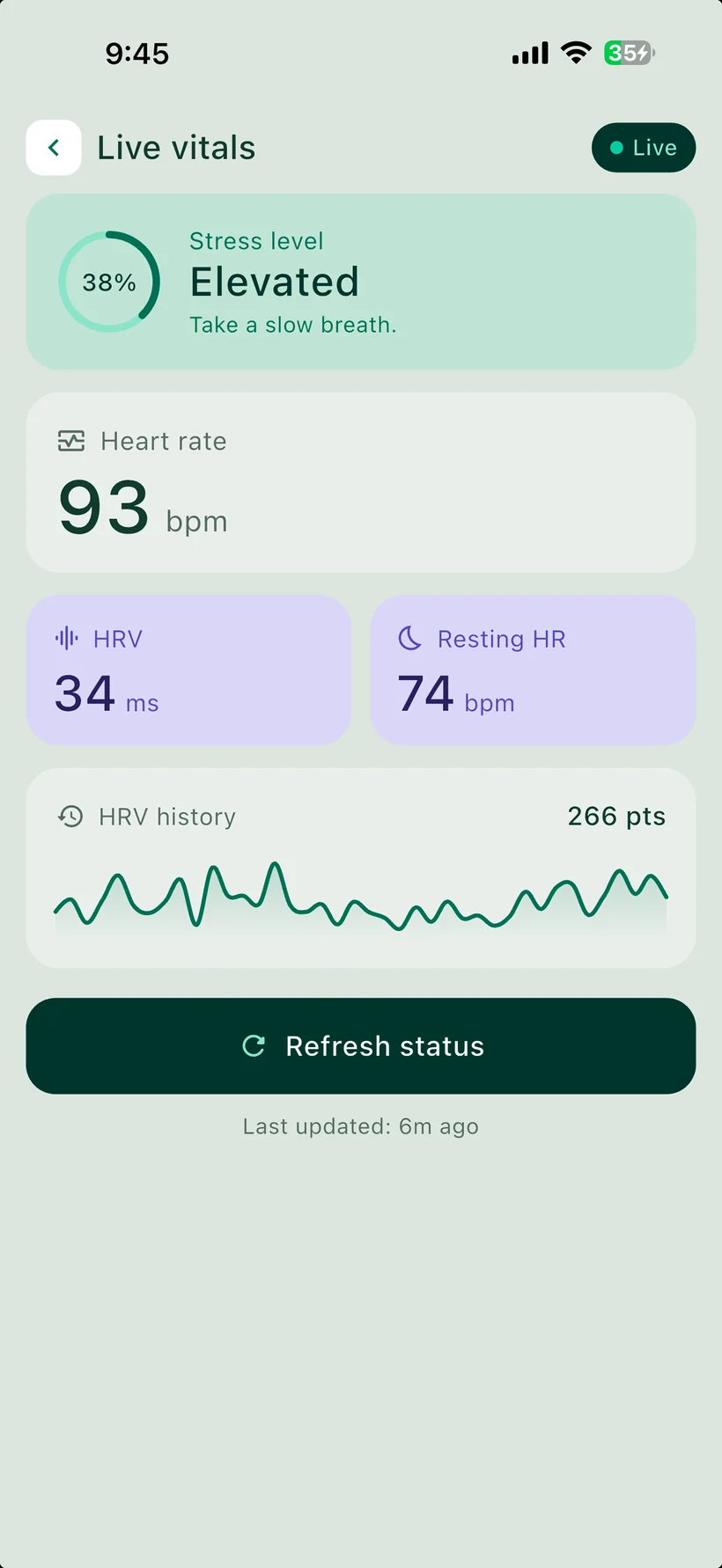 Live vitals & stress tier