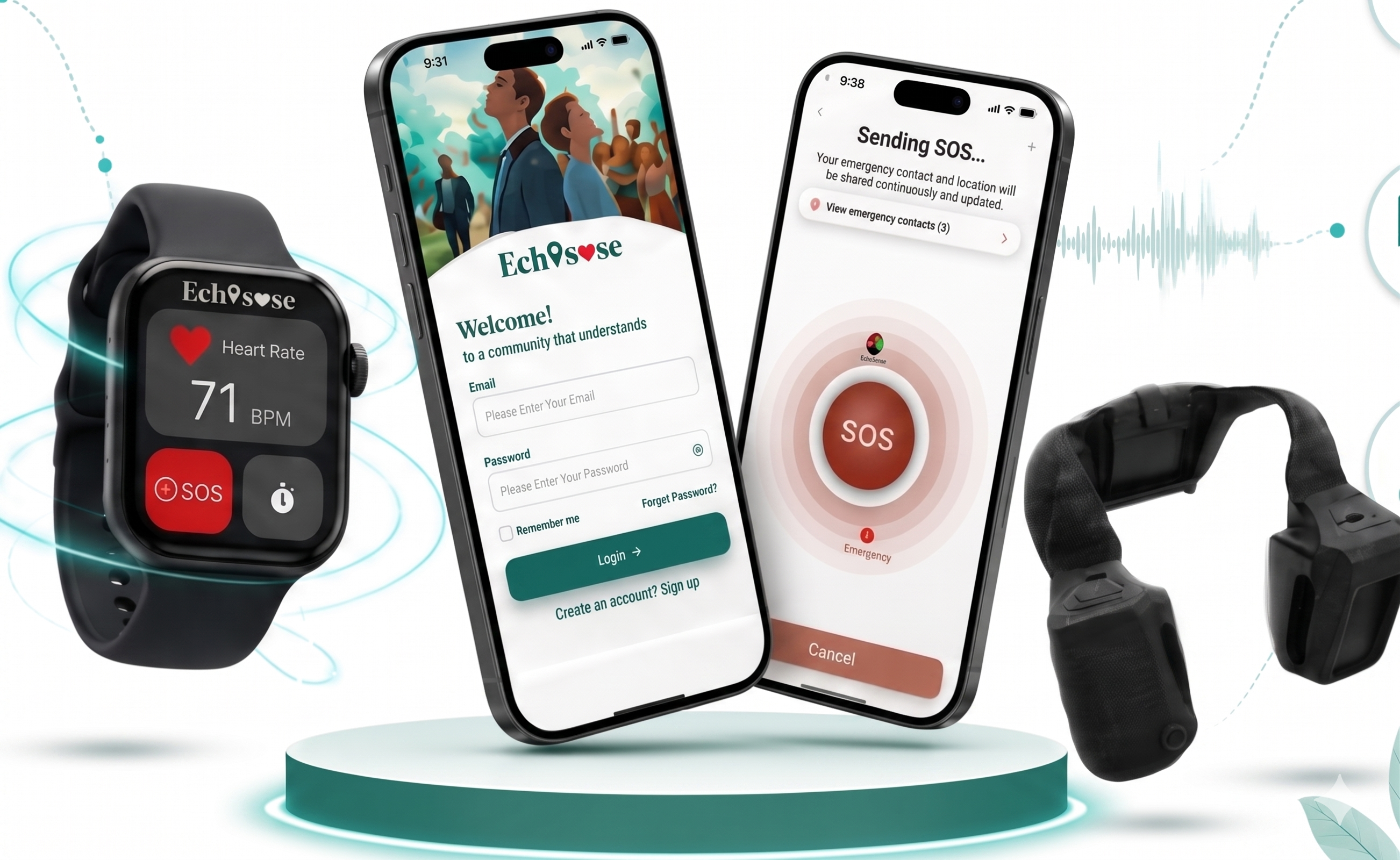 EchoSense — wearable, companion app and Apple Watch